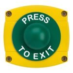 CQR AEB41 IP66 Yellow/Green Surface Box With Momentary Green Dome - Legend "Press To Exit" (LEAD TIME: 2-3 DAYS)