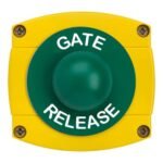CQR AEB42 IP66 Yellow/Green Surface Box With Momentary Green Dome - Legend "Gate Release" (LEAD TIME: 2-3 DAYS)