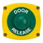 CQR AEB43 IP66 Yellow/Green Surface Box With Momentary Green Dome - Legend "Door Release" (LEAD TIME: 2-3 DAYS)