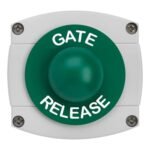 CQR AEB45 IP66 Grey/Green Surface Box With Momentary Green Dome - Legend "Gate Release" (LEAD TIME: 2-3 DAYS)