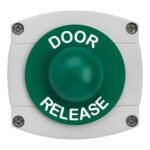 CQR AEB46 IP66 Grey/Green Surface Box With Momentary Green Dome - Legend "Door Release" (LEAD TIME: 2-3 DAYS)