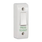 CQR AEB8 Narrow Surface Mounted Plastic Exit Switch - Legend "Press To Exit" - White (LEAD TIME: 2-3 DAYS)