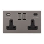 Eurolite ECBN2USBCB Concealed 3mm 2 Gang USBC Socket (LEAD TIME: 2-3 DAYS)