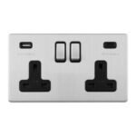 Eurolite ECSS2USBCB Concealed 3mm 2-Gang USBC Socket (LEAD TIME: 2-3 DAYS)