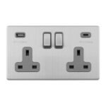 Eurolite ECSS2USBCG Concealed 3mm 2-Gang USBC Socket (LEAD TIME: 2-3 DAYS)