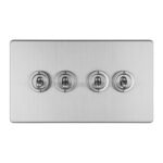 Eurolite ECSST4SW 4-Gang 10Amp 2-Way Toggle Switch Satin Stainless Plate (LEAD TIME: 2-3 DAYS)