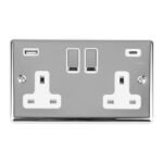 Eurolite EN2USBCPCW 2-Gang 13Amp Switched Socket with USB-C - Polished Chrome (LEAD TIME: 2-3 DAYS)