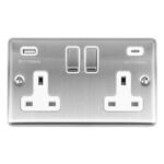 Eurolite EN2USBCSSW 2-Gang 13Amp Switched Socket with USB-C - Stainless Steel (LEAD TIME: 2-3 DAYS)