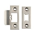 Eurospec FSF5009SSS Forend Strike & Fixing Pack To Suit Heavy Duty Tubular Latch - Satin Stainless Steel Square Forend (LEAD TIME: 2-3 DAYS)