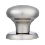 Eurospec SWE1040SSS Round Centre Door Knob 70mm Dia Bolt Through Fixing - Satin Stainless Steel (LEAD TIME: 2-3 DAYS)